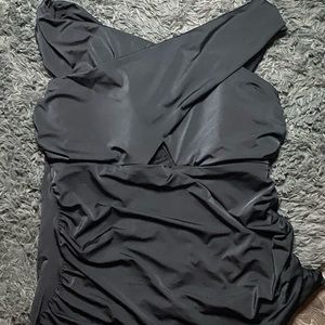 NWT Black Off-the-Shoulder Swim Top by Cacique